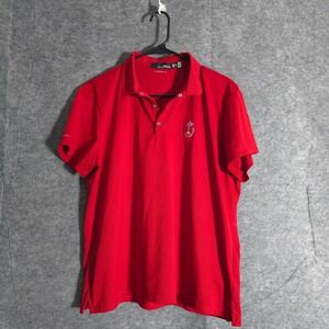 RLX Ralph Lauren Red PGA Cup Classic Fit Golf Polo Shirt XL Womens Solid Logo